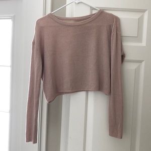 Brandy Melville Cropped Champaign Sweater OS